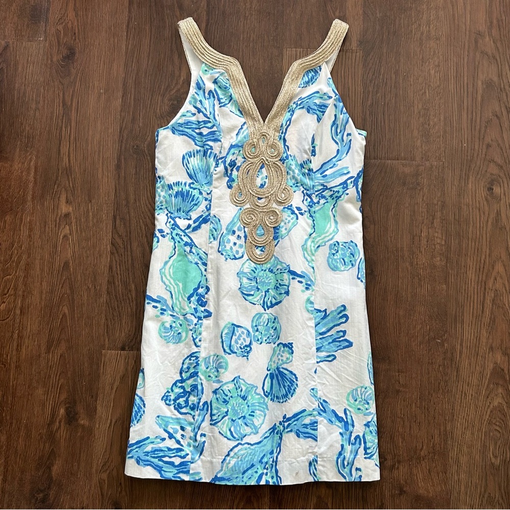 Lilly Pulitzer Emery Metallic Soutache Barefoot Princess Shift Dress